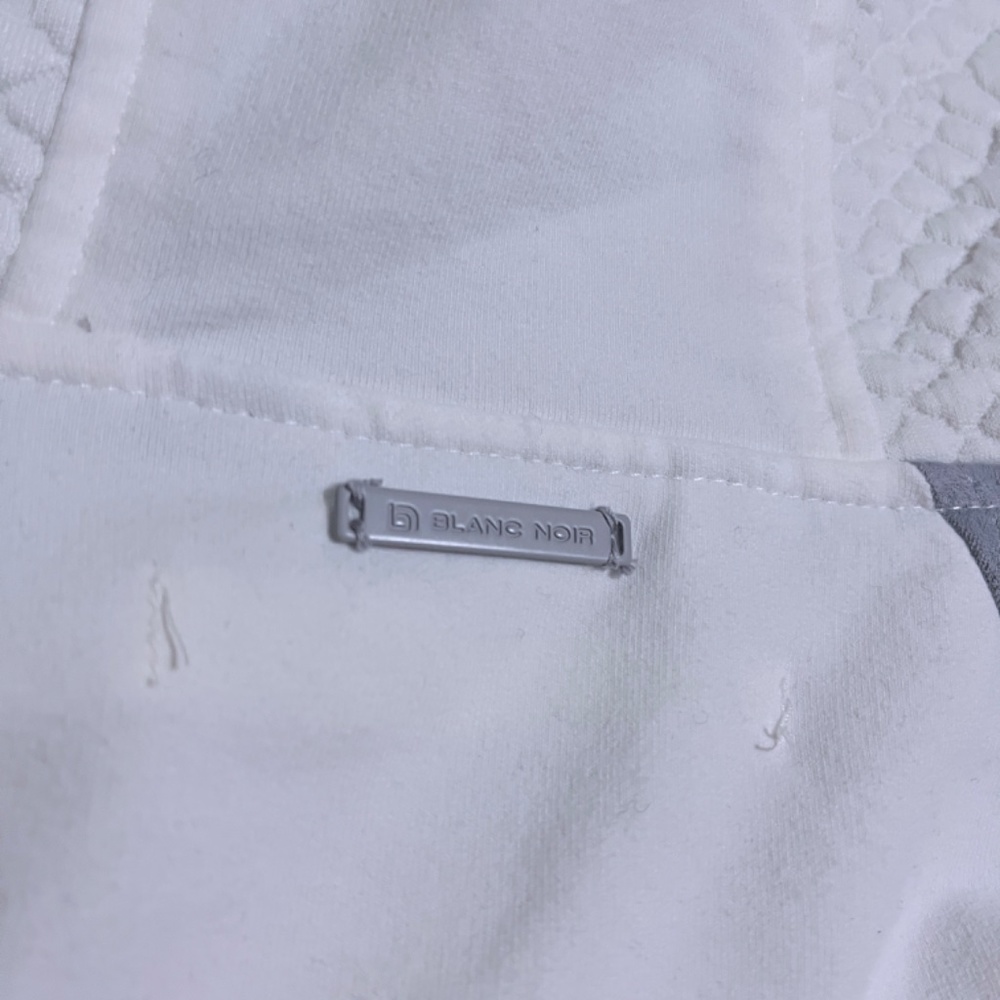 Blanc Noir Croc Jacquard Mixed Knit Hooded Track Asymmetrical Hoodie Jacket - Picture 12 of 16